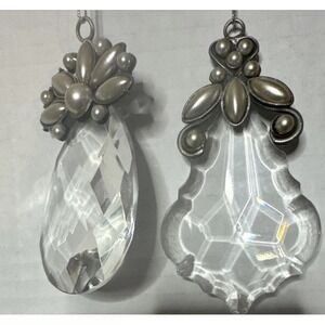 Chandelier‎ Crystal Prisms Christmas CUT GLASS Pewter Ornament ORN133